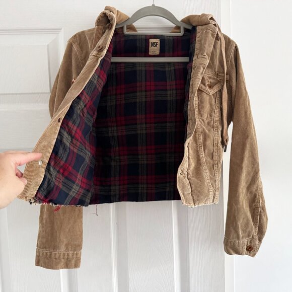 NSF "Rusty" Crop Hooded Corduroy Jacket in "Copper", size Small - Picture 5 of 16